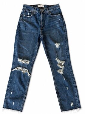 Abercrombie & Fitch High Rise Mom Jeans, Distressed Medium Wash, 4R